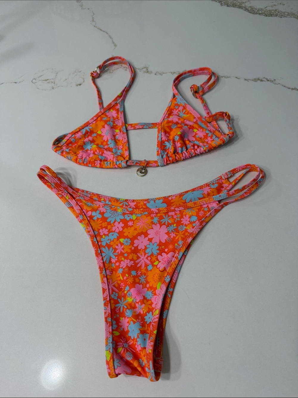 Kulani Kinis Orange Multi Color Bikini Set | S